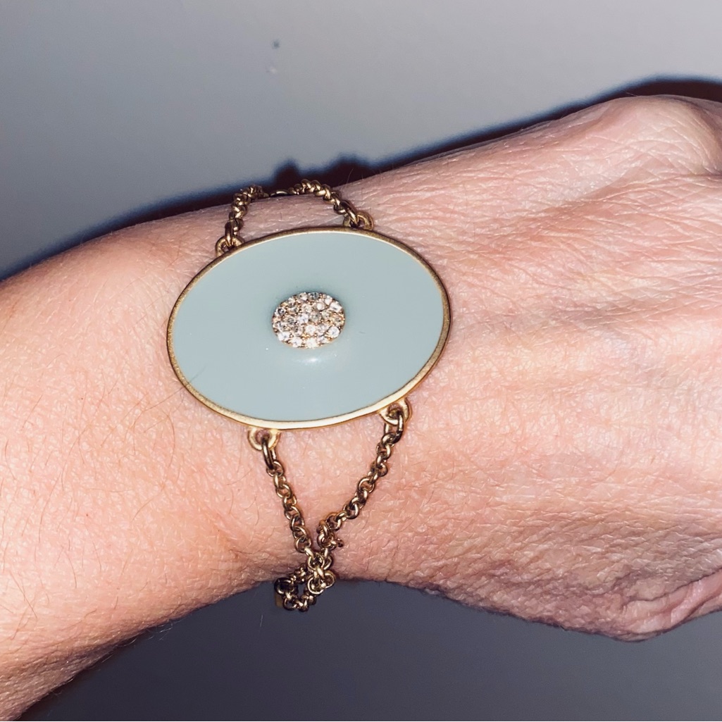 Vintage Tahari Bracelet . Powder Blue Enamel . Preloved . Very Delicate .